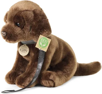 Immagine prodotto di Cagnolino di peluche labrador marrone con guinzaglio da 25 cm ECO-FRIENDLY