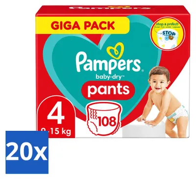 Productafbeelding van 20 x Pampers Baby-Dry Broekjes, maat 4, 9-15 kg - Voordeelverpakking - 20 stuks