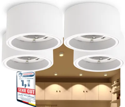 Produktbild von SSC-LUXon CELI-X 4 Stück flache Decken Aufbaustrahler in weiß rund - Design Aufbauspot Deckenspot 1 flammig mit Fassung für GX53