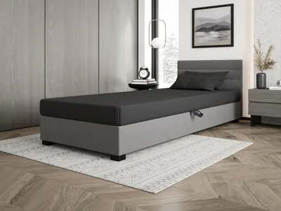 Obrázok produktu pre Čalúnená posteľ 100x195 KASANDRA 2 s úložným priestorom - šedá / svetlo šedá