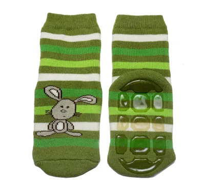 Produktbild von Kinder ABS-Socken aus Baumwolle Tommy der Hase Grasgrün Größe 18-19