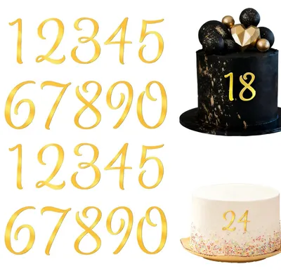 Goldene Acryl-Zahlen 0-9, 2 Sets, 4,5 cm, für Kuchen