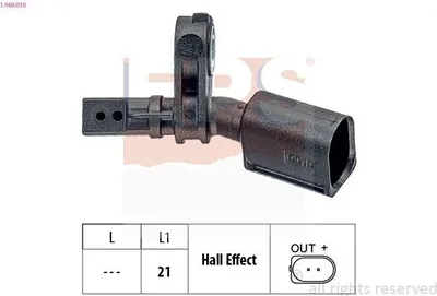 Produktbild von EPS ABS Sensor Raddrehzahl Vorne Rechts für VW Golf VII Schrägheck (5G1, BQ1, BE1, BE2) 1.960.010