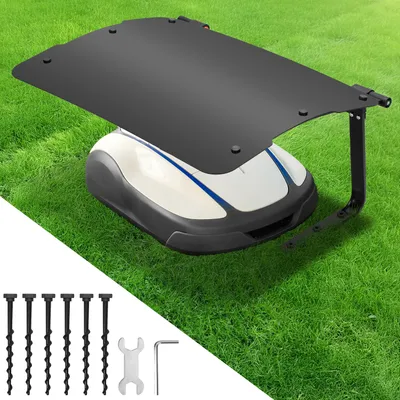 Produktbild von Bettizia Rasenmäher Garage für Mähroboter Carport Klappbare Überdachung DachStahlrahmen Metall Pulverbeschichtet 73x57x40cm Schwarz
