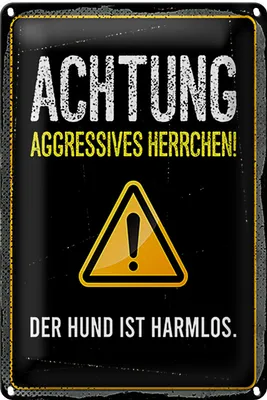 Produktbild von Blechschild Hinweis 20x30cm Achtung aggressives Herrchen Hund