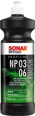A product shot of a bottle of Sonax Profiline NP 03-06 Polish.