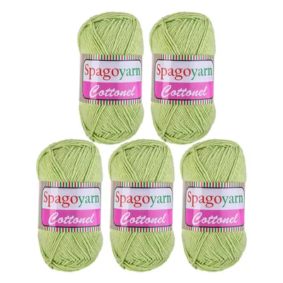 Produktbild von Strickgarn Baumwolleel Uni 5 x 100g Häkelgarn Strickwolle Handstrickgarn Farbwahl, Farbe:pastellgrün