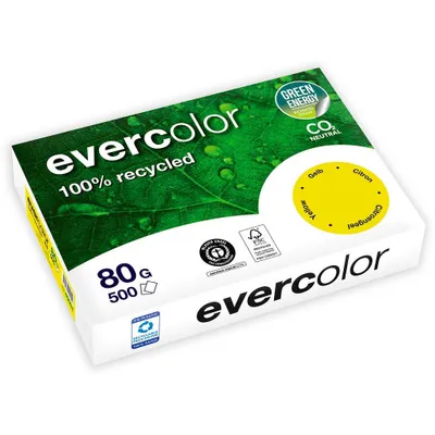 Produktbild von Clairefontaine EverColor gelb Recyclingpapier A 4 80 g 500 Bl.