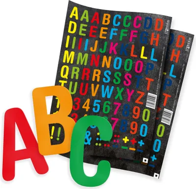 Produktbild von itenga 2x Stickerbogen "Alphabet" (Motiv 170) - 95 Buchstaben Zahlen Zeichen