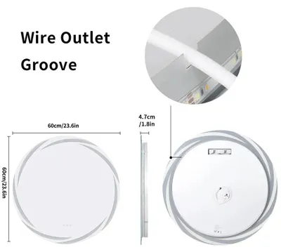 Produktbild von Runder LED-Badspiegel - Wandspiegel 60 cm - Hinterleuchteter Schminkspiegel - Beschlagfrei - Dimmbar 3000–6000K - Touch-Sensor IP44