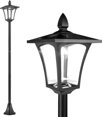 Image de HOMCOM Luminaire extérieur lampadaire sur pied solaire lampadaire lanterne classique LED 40 Lm dim. 18L x 18l x 160H cm noir
