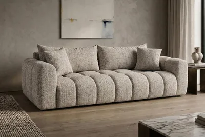Zdjęcie produktu dla Sofa z funkcją spania i pojemnikiem, tkanina szenilowa Puente, Beżowy, COSMOPOLITAN