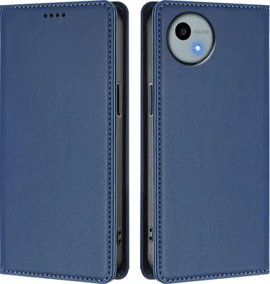 Produktbild von Handyhülle für Sharp Aquos Wish4, Kunstleder Klapphülle Stoßfeste Magnetische Hülle mit Ständer Dunkelblau