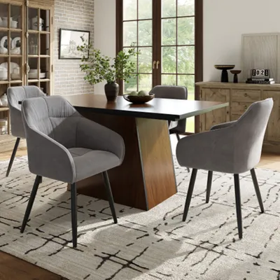Produktbild von Küchen-Esstisch aus Holz, Bistrotisch, nicht abnehmbar, Tisch für 4-6 Personen, Wohnzimmer, Küche, Frühstückstisch, Esszimmer