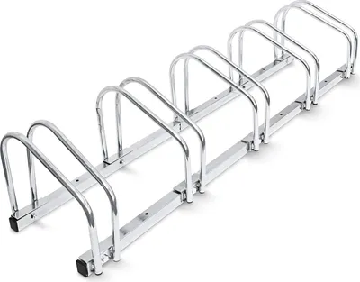 Obrázek produktu pro Stojan na 5 jízdních kol pro montáž na podlahu i na stěnu - Stojan na kola stříbrný 26 x 100 x 32 cm