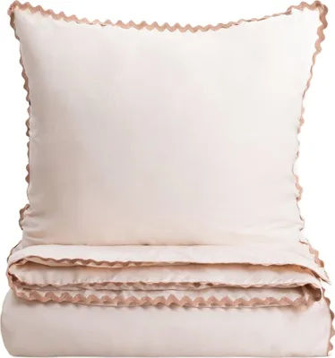 Obrázok produktu pre HOMLA VELA bavlnené posteľné prádlo s ozdobným lemovaním béžová 220x200 + 2*70x80 cm