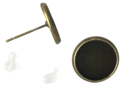 30 Ohrstecker mit Fassung, 14 x 12 mm, altmessing