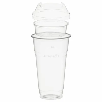 Produktbild von 50x  Trinkbecher 500ml + Domdeckel stapelbar + Einsatzbecher Ø 96mm (PLA)