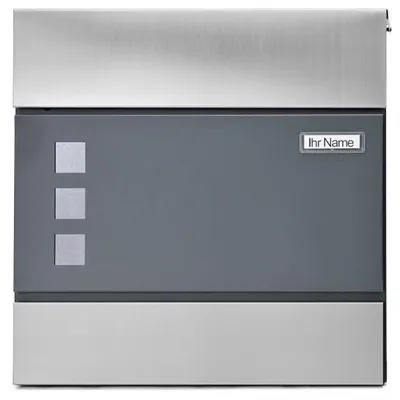 Produktbild von Verda Briefkasten mit Zeitungsfach, Anthrazit-Silber, 2x Schlüssel, 37 x 37 x 10,5 cm, Montagematerial Postkasten Extra großer Einwurf