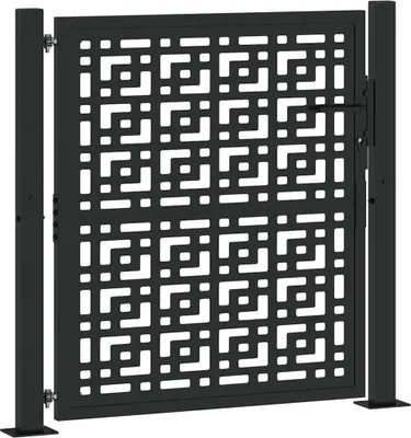Obrázek produktu pro vidaXL Zahradní brána černá 100x100 cm ocelový křížový design