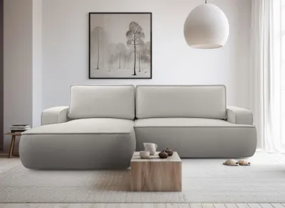 Image de AX LIVING Canapé Ablia forme L avec fonction sommeil gris clair 267 G