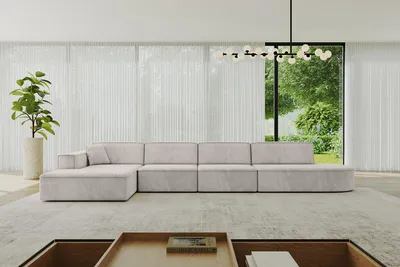 Produktbild von ALTDECOR Ecksofa in L-Form IREA-L3-v4 412x165x77 cm Hellbraun Corner Sofa Eckcouch Couch Wohnlandschaft Cauchsofa