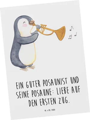 Produktbild von Mr. & Mrs. Panda Grußkarte Posaune Liebe - Weiß - Geschenk, Jazz, Instrument, Musikerwitz, Postkarten, Postkarte, Lernen, Musik, Musikinstrument, bildkarte, Ansichtskarte