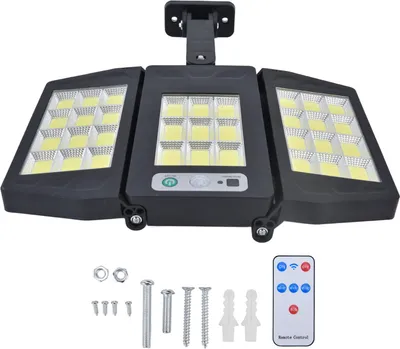Image de 33COB Lampe murale solaire Détecteur de mouvement Télécommande IP65 Lampe de jardin étanche Lampe de rue extérieure
