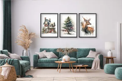 Produktbild von DECOWALLS Poster Set 3 Teile - Weihnachtsposter für Wohnzimmer - Weihnachtsbaum 50x70 cm