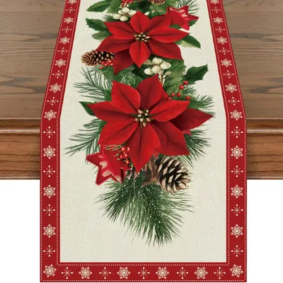 Tafelloper Weihnachten Poinsettien 40x140 cm