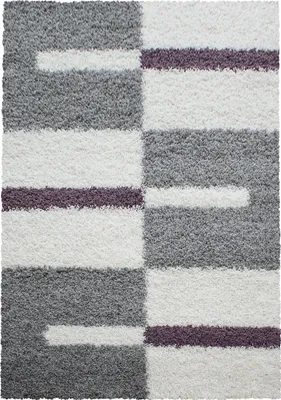 Produktbild von Carpetsale24 Teppich Hochflor Shaggy Kariert Design Teppich Wohnzimmer Flauschig Weich, Grösse: 140x200 cm
