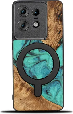 Obrázok produktu pre Drevený kryt Bewood Unique - Turquoise pre MagSafe pre Motorola Edge 50 Pro