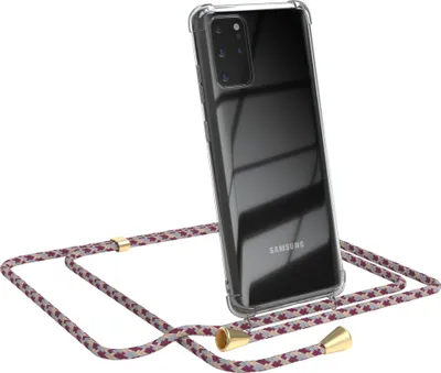 Produktbild von EAZY CASE Handykette kompatibel mit Samsung Galaxy S20 Plus / S20 Plus 5G, Handyhülle mit Umhängeband, Handykordel, Schutzhülle Clear, Band in Rot