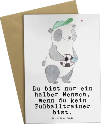 Produktbild von Mr. & Mrs. Panda Grußkarte Fußballtrainer Herz - Weiß - Geschenk, Spruch, glückwunschkarten, hochzeitskarten, Klappkarte, Glücksbringer, Fußballspiel, weihnachtskarten