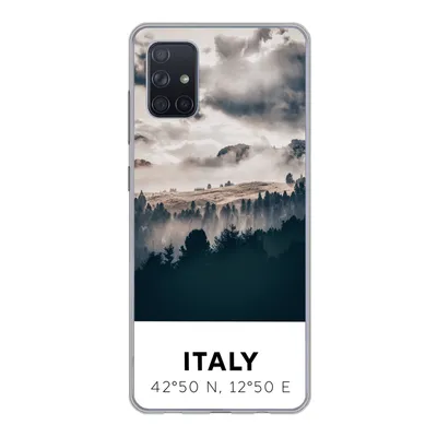 Produktbild von MuchoWow® Handyhülle Schutzhülle Hülle für Samsung Galaxy A71 Italien - Nebel - Wald - Baum Silikon Softcase Handy Hülle - Kartenbesitzer