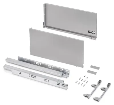 Produktbild von Emuca Aussenschublade Vertex 3D 60Kg Höhe 242mm, Tiefe 500mm, Stahl, Silvergrau