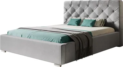Produktbild von Polsterbett Boston mit Kopfteil, 180x200 cm, Doppelbett mit Bettkasten und Lattenrost aus Holz, Velourstoff, Farbe: Grau