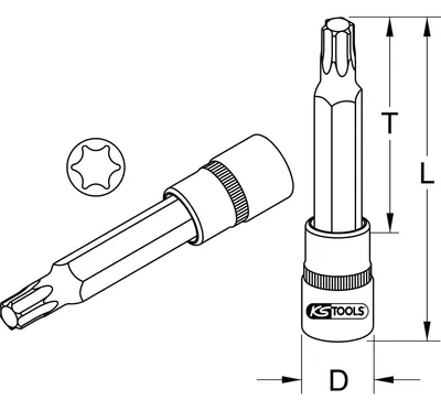 Obrázek produktu pro KS TOOLS 3/8" nástrčný bit Torx dlouhý T10 - 917.1577