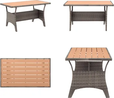 Produktbild von vidaXL Gartentisch Grau 120x70x66 cm Poly Rattan - Gartentisch - Gartentische - Outdoor-Tisch - Outdoor-Tische