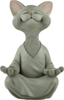Produktbild von Wunderliche graue Katzen-Buddha-Meditationsstatue für drinnen und draußen,Skulptur,Katzenliebhaber-Geschenk für Frauen, Katzenliebhaber, Rasen,Veranda