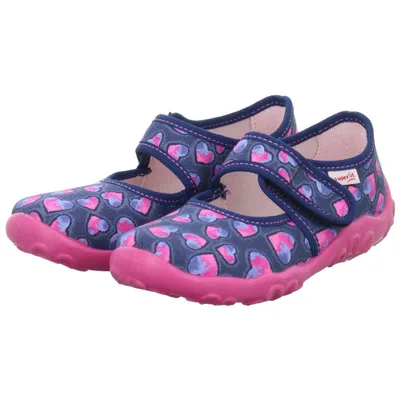 A pair of children's shoes with a heart pattern.