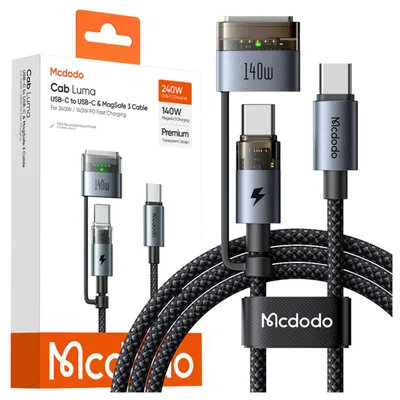 Zdjęcie produktu dla Mcdodo Kabel Usb-C 240W Magsafe 3 140W 2W1 Szybkie Ładowanie Do Macbook 2M