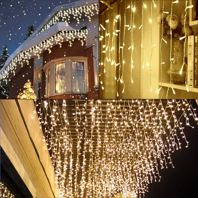Obrázek produktu pro SWANEW 15m 400 LED Icicle vánoční světelný řetěz světelná opona strana IP44 venkovní vnitřní teplá bílá