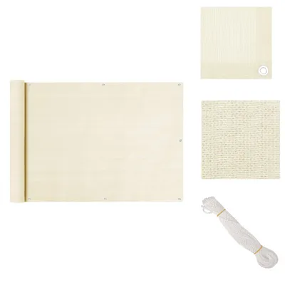 Zdjęcie produktu dla vidaXL Parawan balkonowy kremowy 75x600 cm HDPE - Parasole i osłony przeciwsłoneczne
