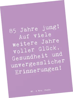 Produktbild von Mr. & Mrs. Panda Postkarte Spruch 85. Geburtstag Freude - Lavendeltraum - Geschenk, Postkarten, Ansichtskarte, Happy Birthday, Erinnerung, Meilenstein, Grußkarte