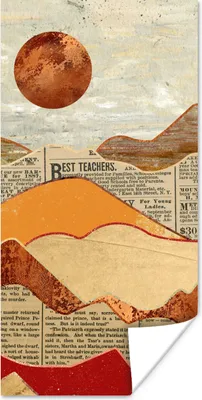 Produktbild von MuchoWow® Poster Vintage - Zeitung - Bronze - Abstrakt - Landschaft - Farben 40x80 cm - Dekoration