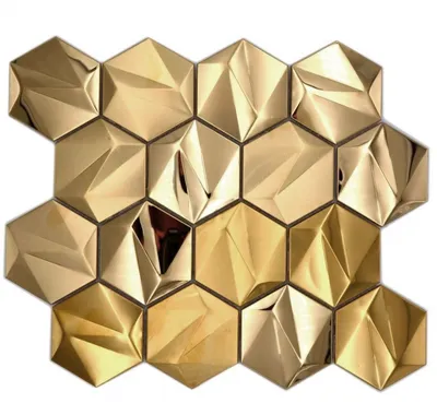 Produktbild von Metall Mosaik gold glänzend/matt Hexagonoptik Mosaikfliese Küchenwand Fliesenspiegel Bad Duschwand MOS128-GO_f