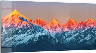 Produktbild von DEQORI Glasbild Echtglas 100x50 cm 'Panchchuli in Abendsonne' Wandbild Bild modern Deko