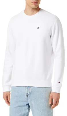 Immagine prodotto di Champion Legacy Basics - Felpa girocollo in pile, modello Powerblend, da uomo, colore bianco, taglia M