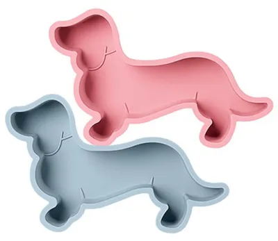 Zdjęcie produktu dla Silikonowa forma do pieczenia w kształcie psa rasy taksel, 2 sztuki, idealna do ciast, muffinów, chleba, musów i sconesów. Wymiary: 33,4 x 18,5 x 5,1 cm